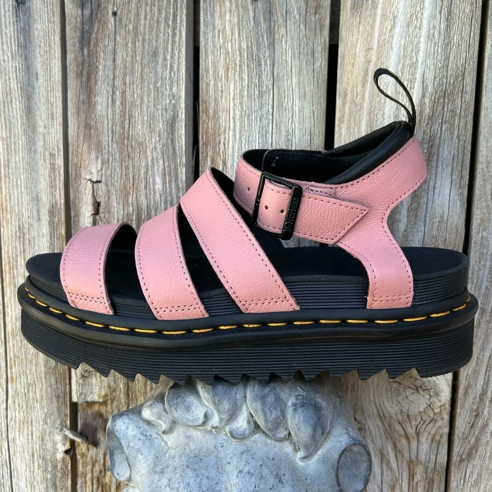 NWT Dr. Martens Blaire Strap Sandal Pisa Leather Peach Pink Beige 8